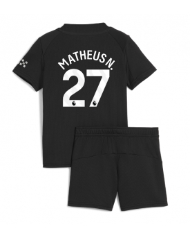 Billige Fotballdrakt Manchester City Matheus Nunes #27 Replika Bortedraktsett Barn 2025-26 Kortermet (med bukser)